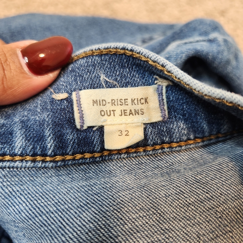 Madewell Kick‎ Out Crop Mid Rise Jeans Elkton Wash Size 32 - Picture 4 of 8